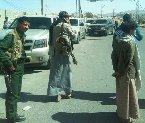 Arab coalition forces waging a military campaign against Houthi groups (pictured) in Yemen seized an Iranian boat filled with weapons. Photo: Twitter.