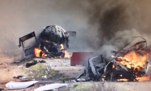 Two IDF soldiers were killed and seven others wounded jeep in a Hezbollah rocket attack on a jeep on the Lebanon border. Photo: Ch.2 screenshot.