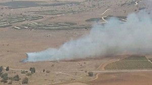 Arabs in Syria fired several shells at Israeli locations near Mt. Hermon in the northern Golan Heights earlier this year. Two projectiles fired from Syria landed in the Golan Heights on Tuesday. Photo: Twitter.