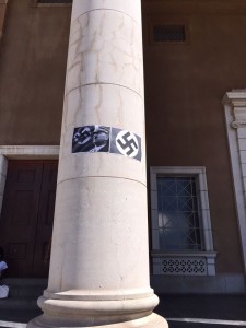 Swastikas were posted on various buildings at the University of Cape Town this week. Photo: Facebook. 
