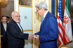 U.S. Secretary of State John Kerry (right) is attempting to assuage the concerns of the American people by portraying Iranian President Hassan Rouhani and Iranian Foreign Minister Mohammad Javad Zarif (left) as moderates. Photo: U.S. State Department.