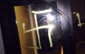 Members of Stanford's Sigma Alpha Epsilon discovered swastikas spray-painted on their house Saturday night.