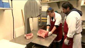 Talk show host James Corden got to work at a kosher butcher in Los Angeles. Photo: Screenshot.