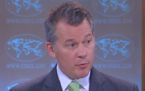 State Department Spokesman Jeff Rathke avoids addressing possible military dimensions of Iran's previous nuclear work. Photo: C-SPAN Screenshot. 