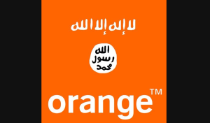 A mock Orange logo displaying the Islamic State insignia, after the company's CEO signaled readiness to adopt an Israel boycott. Photo: Twitter.