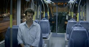 BBC reporter Adam Wishart riding the Jerusalem light rail. Photo: Screenshot.