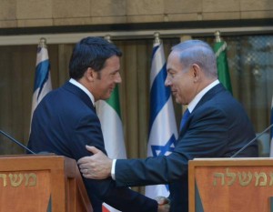 Israeli Prime Minister Benjamin Netanyahu reiterated his opposition to the Iran nuclear deal during a session wit  Italian Prime Minister Matteo Renzi. Photo: Twitter. 
