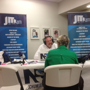 On July 7, Nachum Segal, host of the "JM in the AM" radio show, interviews Houston Mayor Annise Parker at the Evelyn Rubenstein Jewish Community Center for the show's July 8 broadcast. Photo: Jacob Kamaras.