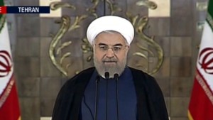 President Hassan Rouhani addressed his people on Tuesday in Tehran following announcement of the Iran nuclear deal. Photo: Screenshot.