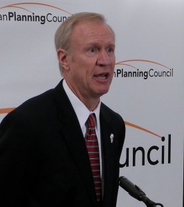 Illinois Governor Bruce Rauner signs actionable anti-BDS bill into law. Photo: Wiki Commons.