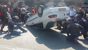 Two people were seriously wounded in the  vehicle attack. Photo: Tazpit News Agency.