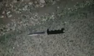 A knife used in one of man stabbing attacks during the current wave of violence against Israelis, spurred largely by social media incitement. Photo: screenshot.