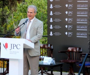 Sandor (Sandy) Frankel at the Jerusalem Press Club, one of many Israeli projects funded by the Helmsley Trust. Photo: Facebook.