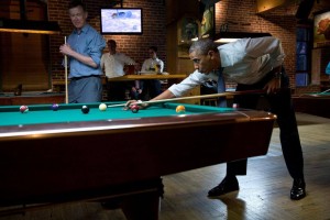President Barack Obama playing pool with Colorado Governor John Hickenlooper. Photo: Facebook.