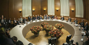 The P5+1 powers at the negotiating table with Iranian counterparts. Photo: Wikipedia.