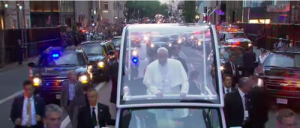 Pope Francis in New York City on Friday. Credit: YouTube.