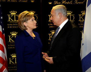 Hillary Clinton, then U.S. secretary of state, with Israeli Prime Minister Benjamin Netanyahu at Jerusalem's King David Hotel in March 2009. Photo: State Department photo by Matty Stern.