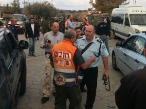 The scene of Wednesday afternoon's stabbing attack in Gush Etzion that left a woman moderately wounded. Photo: Gush Etzion Spokesman's Office. 