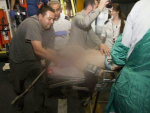The evacuation of IDF Sergeant Gilad to the Shaare Zedek Medical Center in Jerusalem. Photo: Anonymous.