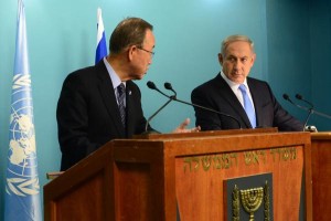 United Nations Secretary General Ban Ki-moon praised Netanyahu for his commitment to the status quo on the Temple Mount. Photo: Twitter.