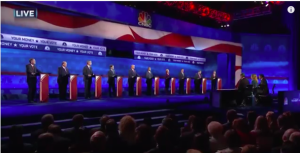 The first-tier candidate GOP debate on CNBC. Photo: Screenshot from YouTube.