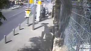 Security camera footage released by police, showing Tuesday's terror attack in the Geula neighborhood of Jerusalem. Photo: Screenshot.