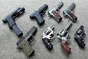 A collection of handguns. Photo: Wikimedia Commons/ GunNewsDaily.com.