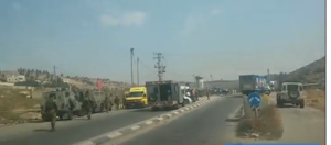 Illustrative photo from Tuesday's rock-attack in Hebron, at the scene of the death of an Israeli hit by a truck when he exited his car. Photo: Hebron spokesman/Screenshot.