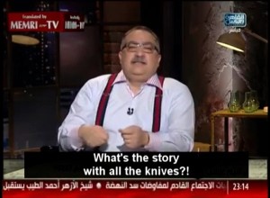 Egyptian TV host and journalist Ibrahim Issa said stabbing people is "a repetition of the mistakes of the past." Photo: YouTube screenshot.