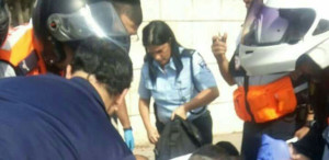 Police Captain Maya Stolero at the scene of a stabbing attack, where she administered first aid to the terrorist, at the end of her 30-day mourning period for her father, Alexander Levlovich. Photo: Screenshot.