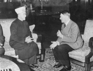 The Mufti of Jerusalem, Haj Amin al-Husseini, meets with Adolf Hitler in 1941. Photo: German Federal Archives via Wikimedia Commons.