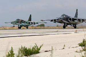 Russian warplanes in Latakia, Syria. Moscow's military presence in Syria has grown to 4,000 personnel, according to US officials. Photo: Wikipedia.