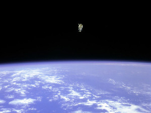 An astronaut in space. Eyal Gever is a concept artist working with the National Aeronautics and Space Administration on a project that will be beamed up to outer space. Photo: NASA.