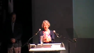 Helen Mirren accepting the lifetime achievement award from the Israel Film Festival in LA. Photo: StandWithUs Facebook Page