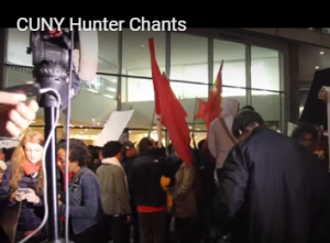 The Million Student March rally at Hunter College on Thursday, at which protesters chanted anti-Zionist slogans. Photo: StandWithUs/Screenshot.