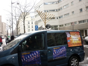 Chabad-Lubavitch activities for Hanukkah in Paris in 2009. Photo: Wikimedia Commons.