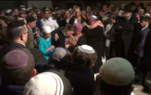 The funeral of Rabbi Ya'akov Litman and  his son, Netanel. Photo: Israel National News/Screenshot. 