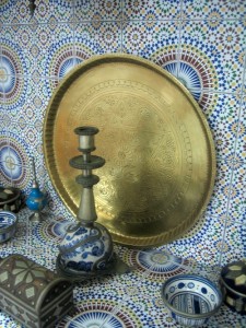 Jewish, Arabic, and Berber handicraft on display at a restaurant in Essaouira, Morocco. Photo: Anderson Sady via Wikimedia Commons.