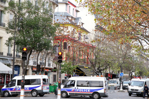 French police gathering evidence at the Bataclan theatre the day after the attacks. Photo: Wikipedia. 