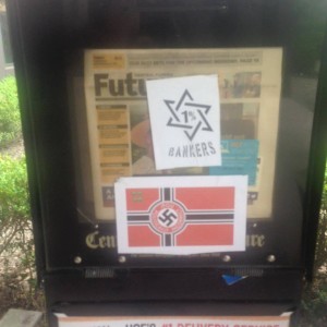 Antisemitic stickers were found at UCF. Photo: Christobel Hernan Reyes Rios, Faceook. 