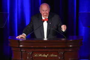 Former Secretary of State George P. Shultz at a World Jewish Congress gala in New York. Photo: Shahar Azran. (Courtesy)