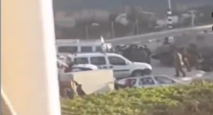 The immediate aftermath of a car-ramming attack at the Beit Anoun junction. Photo: Channel 2/Screenshot.