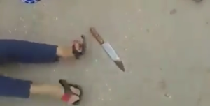 The last scene of the short clip in which young Arab children play a game in which they kill Jews. Photo: Screenshot.