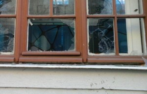 Smashed  windows at a synagogue in the German city of Cottbus. Photo: Twitter
