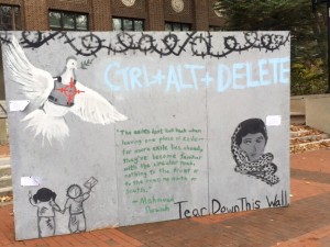 University of Michigan student Jesse Arm confronted fellow students who put up this pro-Palestinian display on campus. Photo: Facebook.