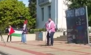 A Students for Justice in Palestine rally at University of California, Berkeley. 