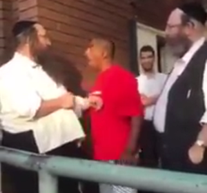 The scene outside a synagogue in Melbourne on Thursday. Photo: Screenshot.