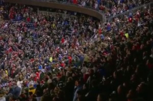 The crowd at the Patriots game on Monday night. Photo: Screenshot.