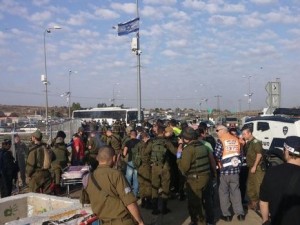 The scene of Sunday afternoon's stabbing attack in Gush Etzion, that left a 20-year-old Israeli woman in critical condition. Photo: Gush Etzion spokesman's office.