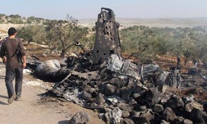 The debris of the Russian plane that crashed in the Sinai. Photo: Twitter.